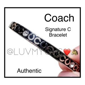 Silver Signature C Black Crystals 1/4”Bracelet